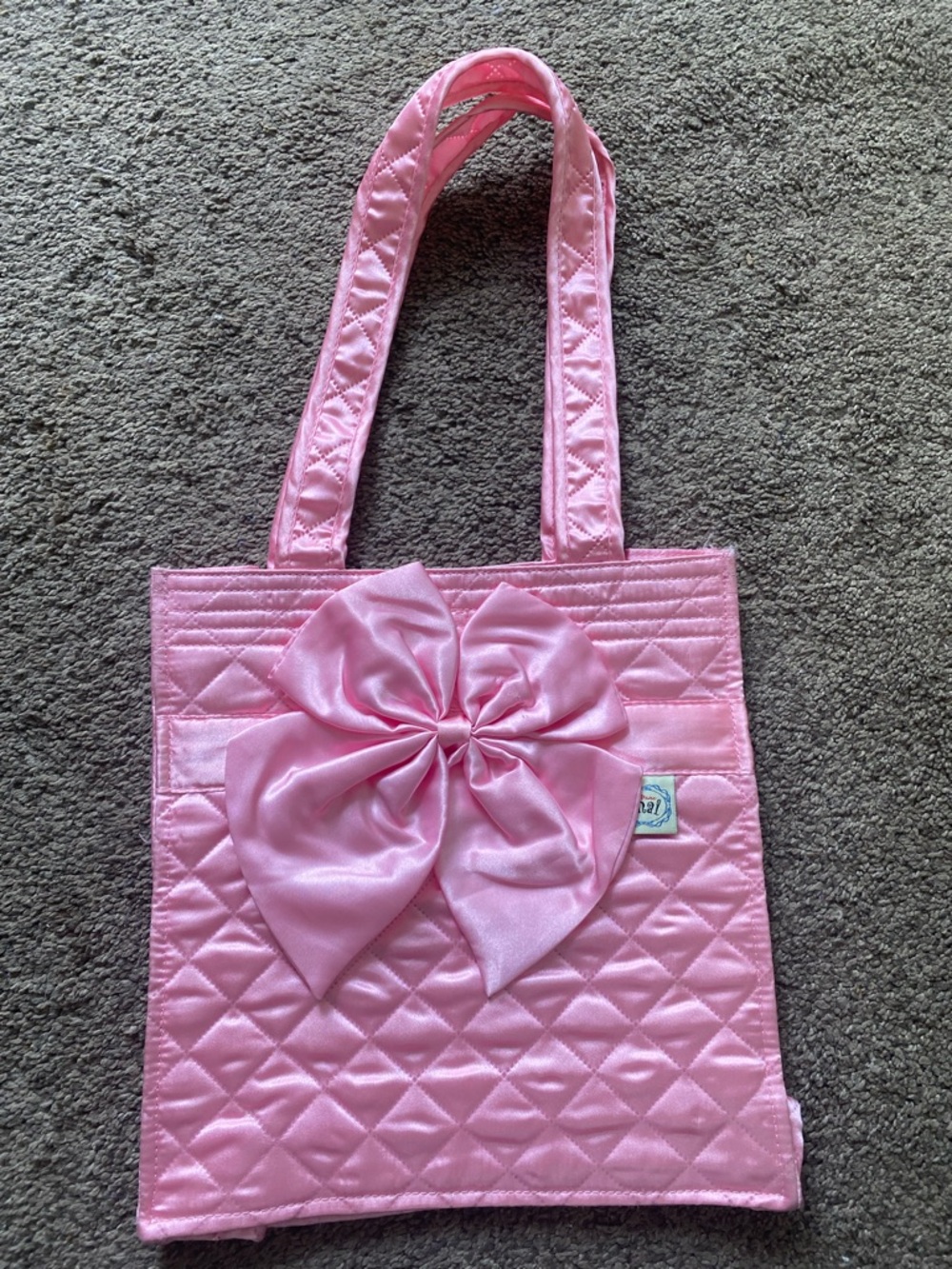 Pink Quilted Tote with Satin Bow Accent - Women